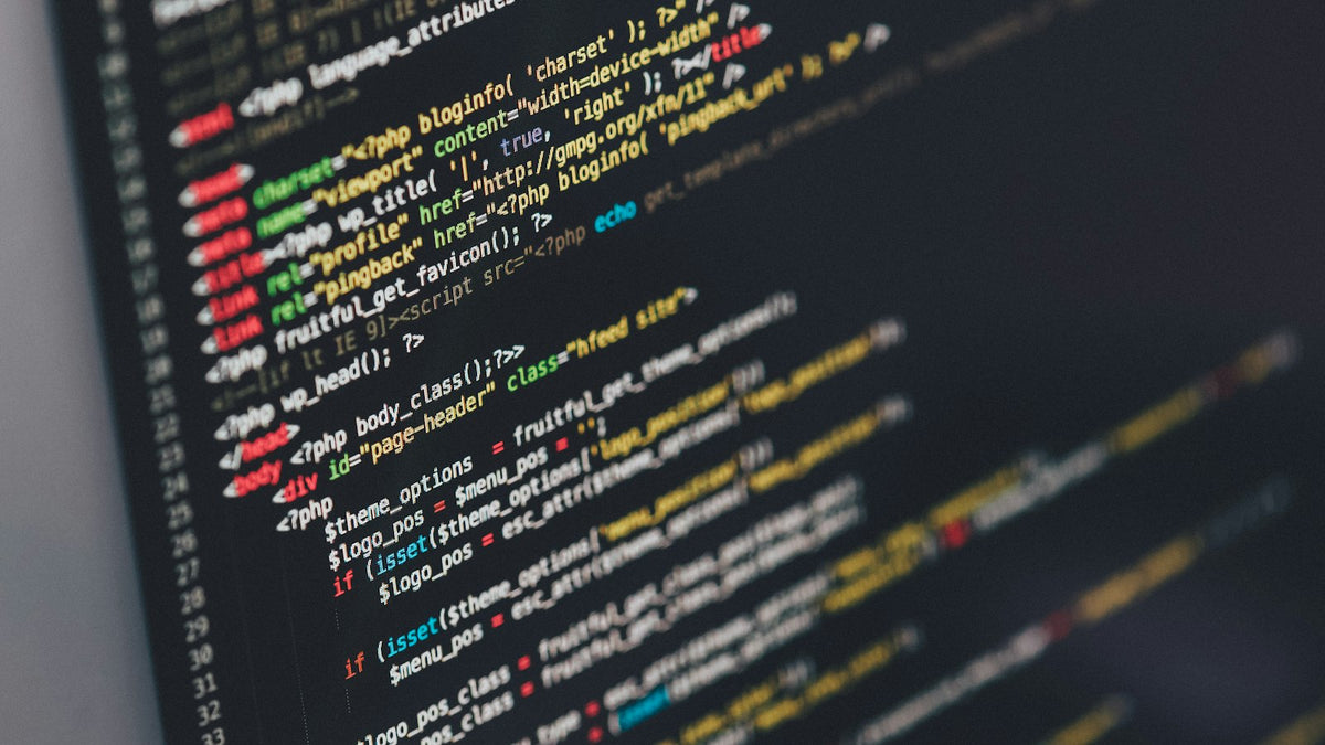 Developer monitor showing code during website maintenance