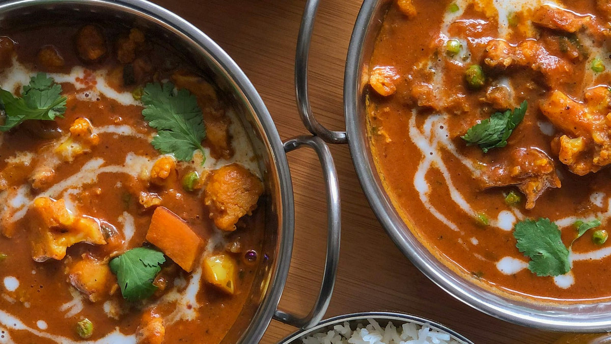 Indian food served in a steel bowl for a food brand