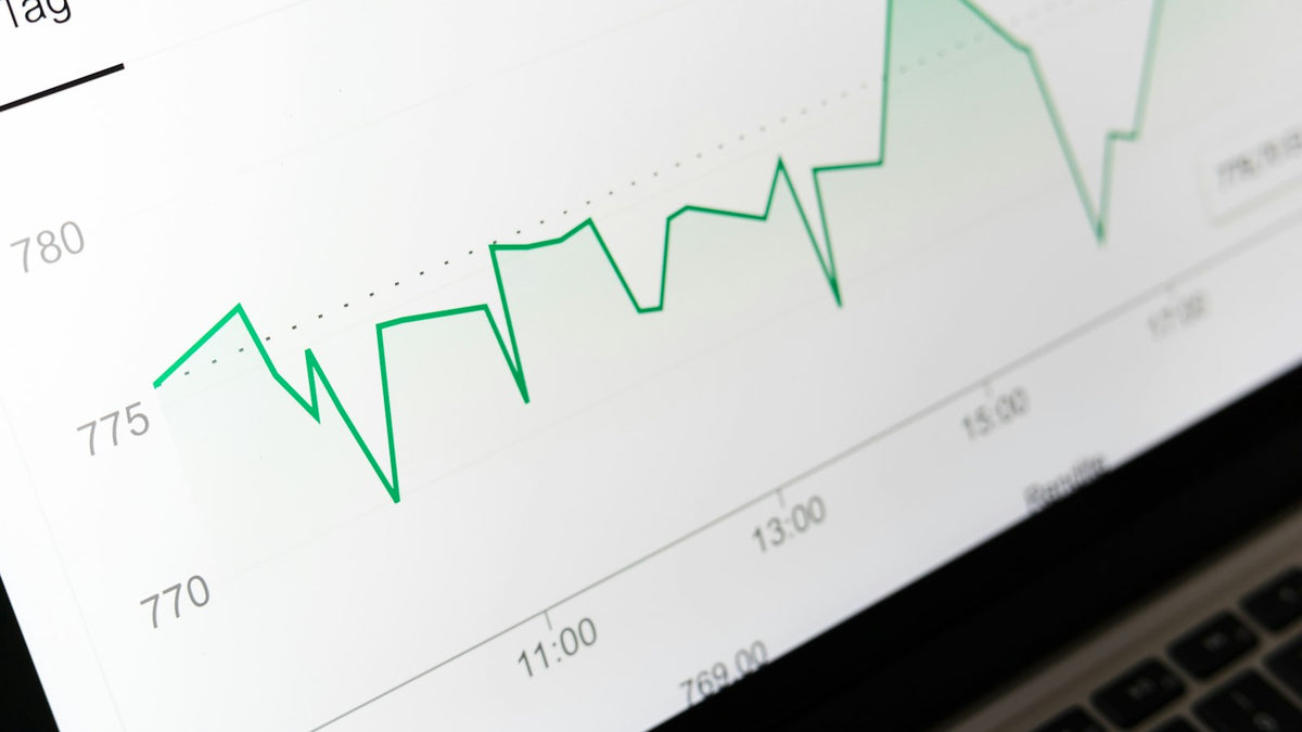 Charts displayed on a laptop screen for website analytics