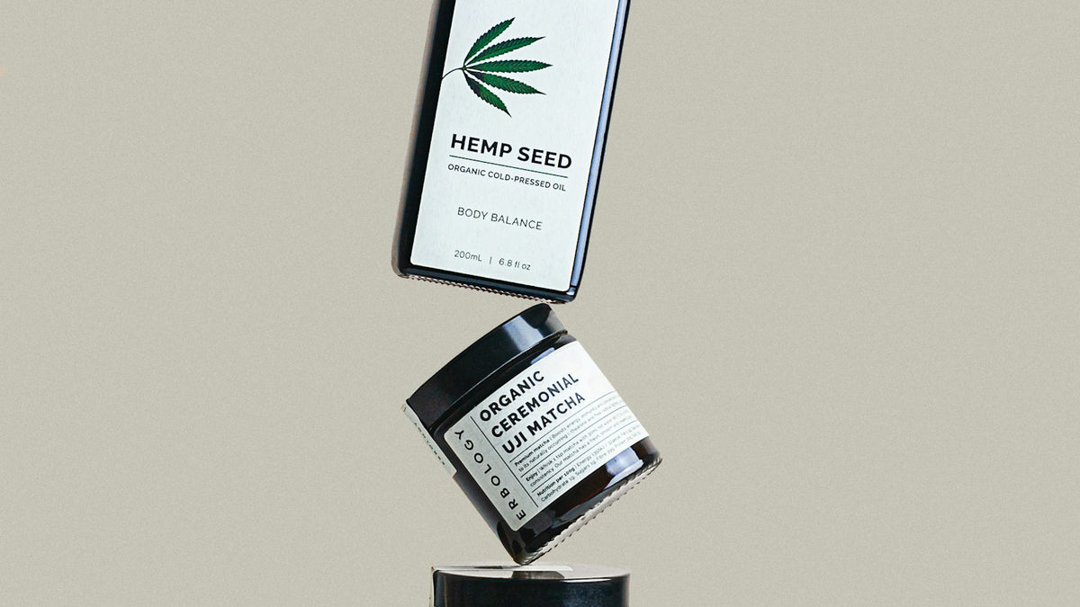 Neatly styled product bottles and jars for an e-commerce listing