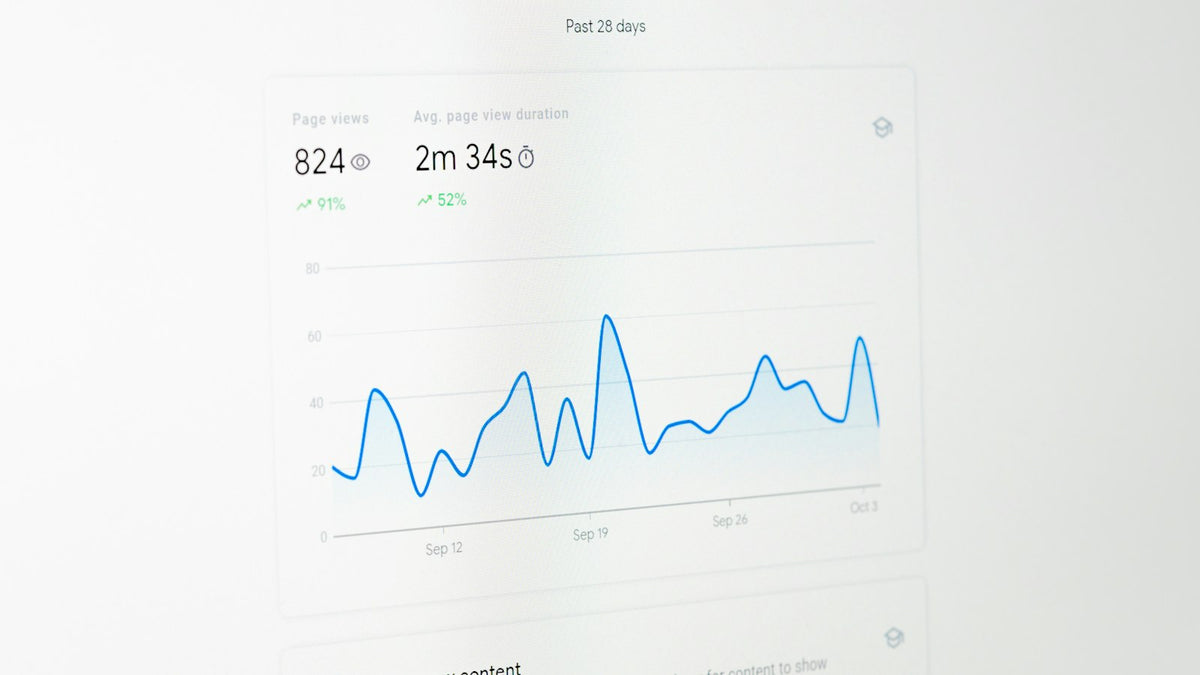 Line graph on a computer screen showing SEO growth over time