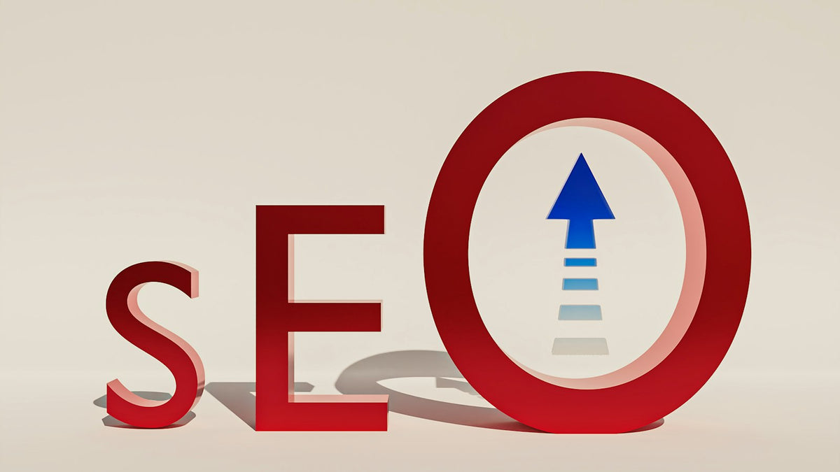 Sign with an arrow pointing to the word search, representing keyword research