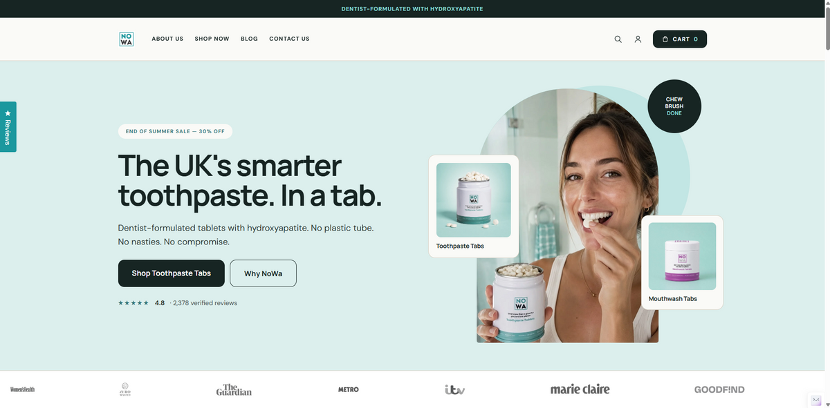 NOWA Oral care website designed and developed by Hardtech