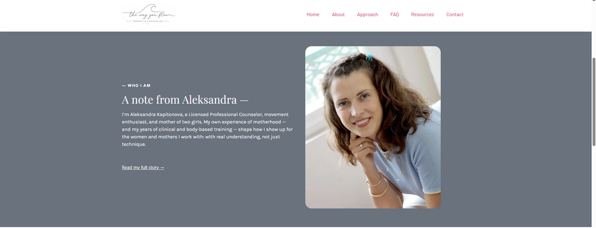 The Way You Flow Mental Health Therapist website designed and developed by Hardtech